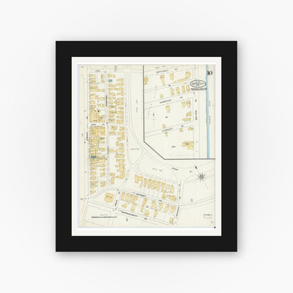 Old map wall art mockup — black gallery frame with white mat — Sanborn Fire Insurance Map from Cottage City, Dukes County, Massachusetts (1904), Sheet #0010