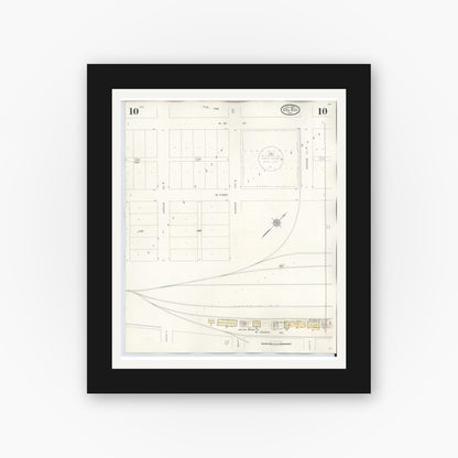 Old map wall art mockup — black gallery frame with white mat — Sanborn Fire Insurance Map from Del Rio, Val Verde County, Texas (1948), Sheet #0010