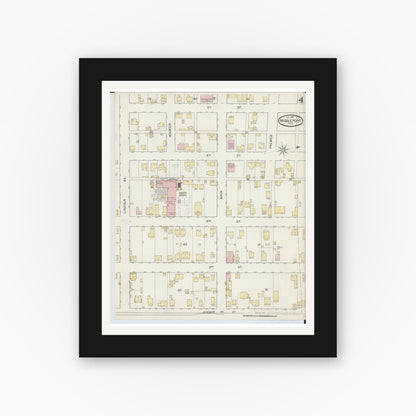 Old map wall art mockup — black gallery frame with white mat — Sanborn Fire Insurance Map from Middleport, Meigs County, Ohio (1893), Sheet #0004