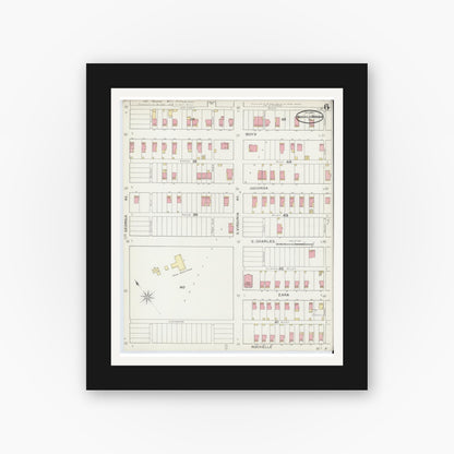 Old map wall art mockup — black gallery frame with white mat — Sanborn Fire Insurance Map from Knoxville Borough, Allegheny County, Pennsylvania (1893), Sheet #0006