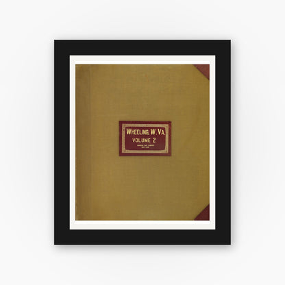 Old map wall art mockup — black gallery frame with white mat — Sanborn Fire Insurance Map from Wheeling, Ohio County, West Virginia (1951), Sheet #0001