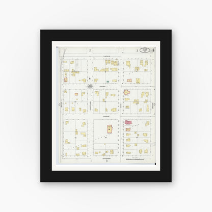 Old map wall art mockup — black gallery frame with white mat — Sanborn Fire Insurance Map from Hart, Oceana County, Michigan (1900), Sheet #0004