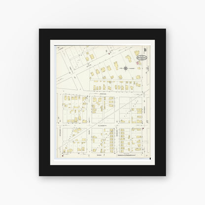 Old map wall art mockup — black gallery frame with white mat — Sanborn Fire Insurance Map from Menominee, Menominee County, Michigan (1913), Sheet #0008