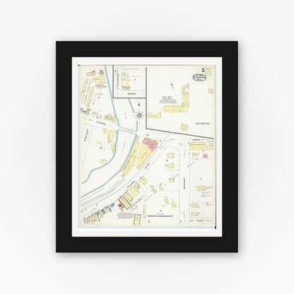 Old map wall art mockup — black gallery frame with white mat — Sanborn Fire Insurance Map from South Haven, Van Buren County, Michigan (1908), Sheet #0005