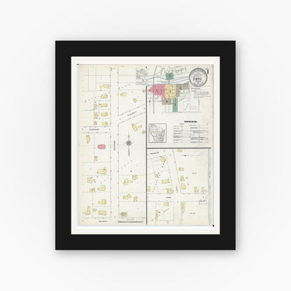 Old map wall art mockup — black gallery frame with white mat — Sanborn Fire Insurance Map from Omro, Winnebago County, Wisconsin (1913) - Complete Map Set