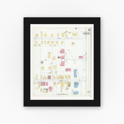 Old map wall art mockup — black gallery frame with white mat — Sanborn Fire Insurance Map from Williamstown, Berkshire County, Massachusetts (1901), Sheet #0002