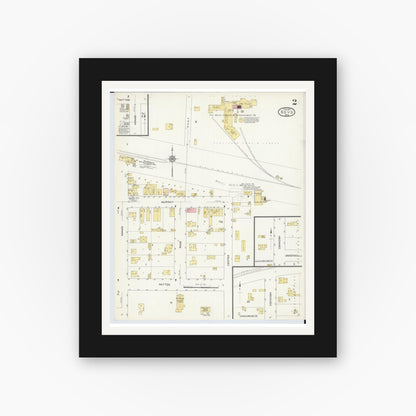 Old map wall art mockup — black gallery frame with white mat — Sanborn Fire Insurance Map from Boyd, Chippewa County, Wisconsin (1912), Sheet #0002