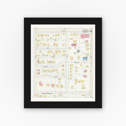 Old map wall art mockup — black gallery frame with white mat — Sanborn Fire Insurance Map from Sewickley, Allegheny County, Pennsylvania (1905), Sheet #0004