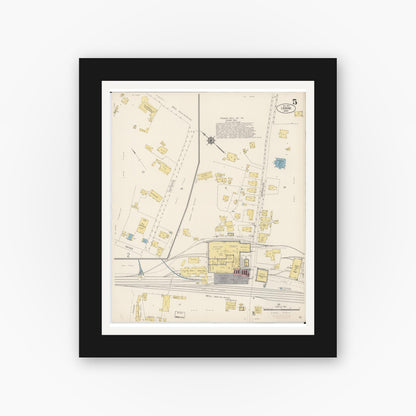Old map wall art mockup — black gallery frame with white mat — Sanborn Fire Insurance Map from Lahaina, Maui County, Hawaii (1914), Sheet #0005