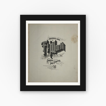 Old map wall art mockup — black gallery frame with white mat — Sanborn Fire Insurance Map from Fort Worth, Tarrant County, Texas (1911), Sheet #0001