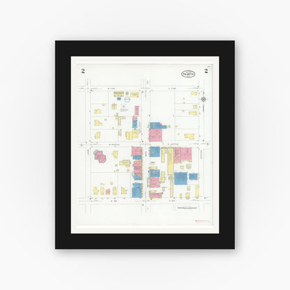 Old map wall art mockup — black gallery frame with white mat — Sanborn Fire Insurance Map from Palmetto, Manatee County, Florida (1930), Sheet #0002
