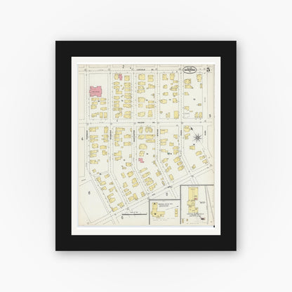 Old map wall art mockup — black gallery frame with white mat — Sanborn Fire Insurance Map from Carbondale, Lackawanna County, Pennsylvania (1903), Sheet #0005