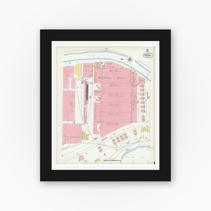 Old map wall art mockup — black gallery frame with white mat — Sanborn Fire Insurance Map from Passaic, Passaic County, New Jersey (1903), Sheet #0003