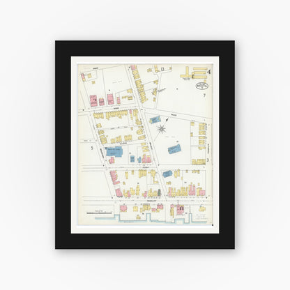 Old map wall art mockup — black gallery frame with white mat — Sanborn Fire Insurance Map from Bristol, Bucks County, Pennsylvania (1903), Sheet #0004