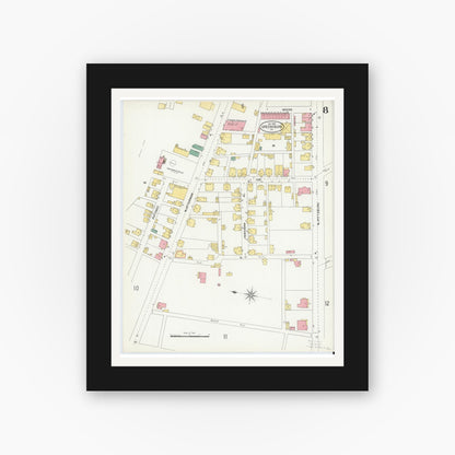 Old map wall art mockup — black gallery frame with white mat — Sanborn Fire Insurance Map from Greensburg, Westmoreland County, Pennsylvania (1903), Sheet #0008