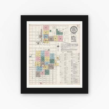 Old map wall art mockup — black gallery frame with white mat — Sanborn Fire Insurance Map from Ontario, San Bernardino County, California (1912) - Complete Map Set