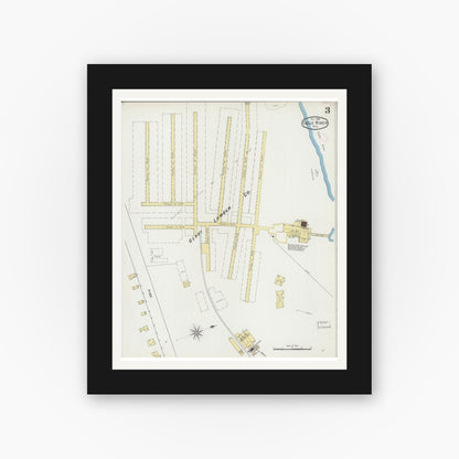 Old map wall art mockup — black gallery frame with white mat — Sanborn Fire Insurance Map from Eagle River, Vilas County, Wisconsin (1894), Sheet #0003