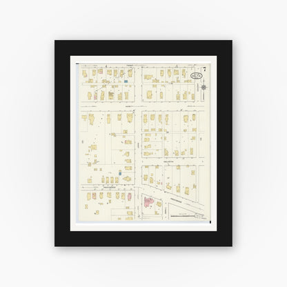 Old map wall art mockup — black gallery frame with white mat — Sanborn Fire Insurance Map from Delta, Fulton County, Ohio (1916), Sheet #0007