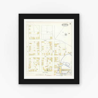 Old map wall art mockup — black gallery frame with white mat — Sanborn Fire Insurance Map from Black Diamond, Contra Costa, California (1903), Sheet #0003