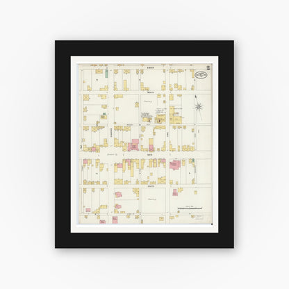 Old map wall art mockup — black gallery frame with white mat — Sanborn Fire Insurance Map from Berlin, Somerset County, Pennsylvania (1898), Sheet #0002
