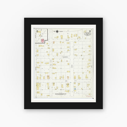 Old map wall art mockup — black gallery frame with white mat — Sanborn Fire Insurance Map from Lexington, Sanilac County, Michigan (1924), Sheet #0002