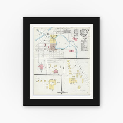 Old map wall art mockup — black gallery frame with white mat — Sanborn Fire Insurance Map from Charlevoix, Charlevoix County, Michigan (1896) - Complete Map Set