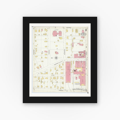 Old map wall art mockup — black gallery frame with white mat — Sanborn Fire Insurance Map from Mount Vernon, Knox County, Ohio (1903), Sheet #0002