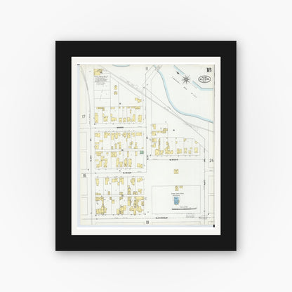 Old map wall art mockup — black gallery frame with white mat — Sanborn Fire Insurance Map from Alpena, Alpena County, Michigan (1901), Sheet #0018
