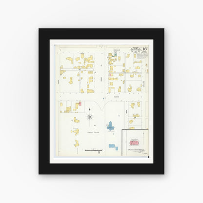 Old map wall art mockup — black gallery frame with white mat — Sanborn Fire Insurance Map from Mount Vernon, Knox County, Ohio (1903), Sheet #0018