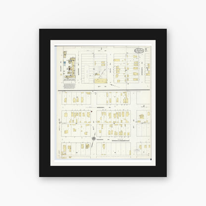 Old map wall art mockup — black gallery frame with white mat — Sanborn Fire Insurance Map from Gladstone, Delta County, Michigan (1913), Sheet #0007