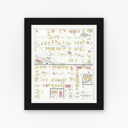 Old map wall art mockup — black gallery frame with white mat — Sanborn Fire Insurance Map from New Lexington, Perry County, Ohio (1926), Sheet #0005