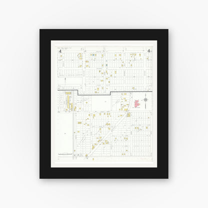 Old map wall art mockup — black gallery frame with white mat — Sanborn Fire Insurance Map from New Port Richey, Pasco County, Florida (1933), Sheet #0004