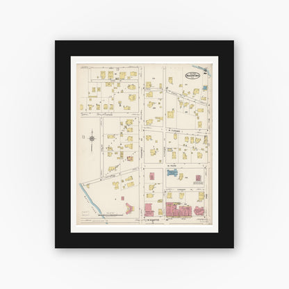 Old map wall art mockup — black gallery frame with white mat — Sanborn Fire Insurance Map from Bradentown, Manatee County, Florida (1922), Sheet #0002