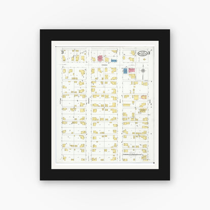 Old map wall art mockup — black gallery frame with white mat — Sanborn Fire Insurance Map from Bellville, Richland County, Ohio (1926), Sheet #0003