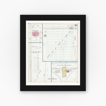 Old map wall art mockup — black gallery frame with white mat — Sanborn Fire Insurance Map from Cairo, Alexander County, Illinois (1901), Sheet #0022