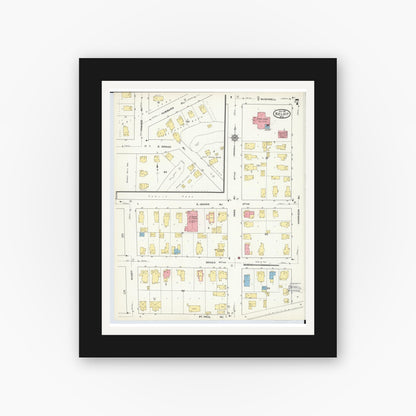 Old map wall art mockup — black gallery frame with white mat — Sanborn Fire Insurance Map from Beloit, Rock County, Wisconsin (1915), Sheet #0007