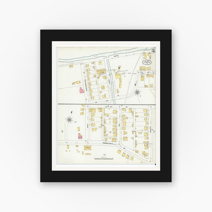 Old map wall art mockup — black gallery frame with white mat — Sanborn Fire Insurance Map from Irwin, Westmoreland County, Pennsylvania (1904), Sheet #0002