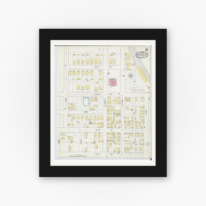Old map wall art mockup — black gallery frame with white mat — Sanborn Fire Insurance Map from Ishpeming, Marquette County, Michigan (1892), Sheet #0006