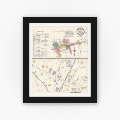 Old map wall art mockup — black gallery frame with white mat — Sanborn Fire Insurance Map from Placerville, El Dorado County, California (1910) - Complete Map Set