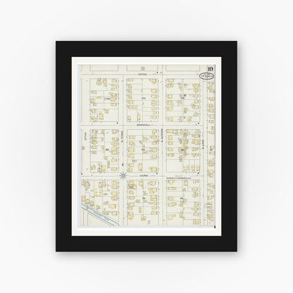 Old map wall art mockup — black gallery frame with white mat — Sanborn Fire Insurance Map from Ithaca, Tompkins County, New York (1893), Sheet #0019