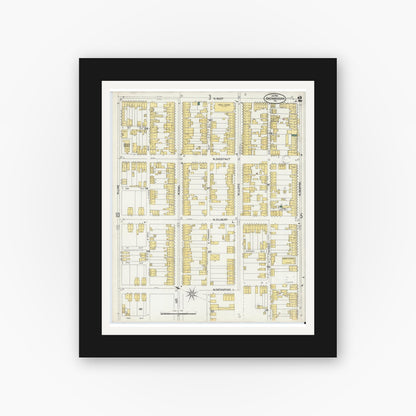 Old map wall art mockup — black gallery frame with white mat — Sanborn Fire Insurance Map from Shenandoah, Schuylkill County, Pennsylvania (1902), Sheet #0002