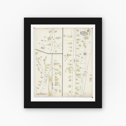 Old map wall art mockup — black gallery frame with white mat — Sanborn Fire Insurance Map from Champion, Marquette County, Michigan (1888), Sheet #0002