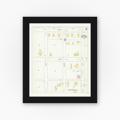 Old map wall art mockup — black gallery frame with white mat — Sanborn Fire Insurance Map from Lakewood, Ocean County, New Jersey (1909), Sheet #0003