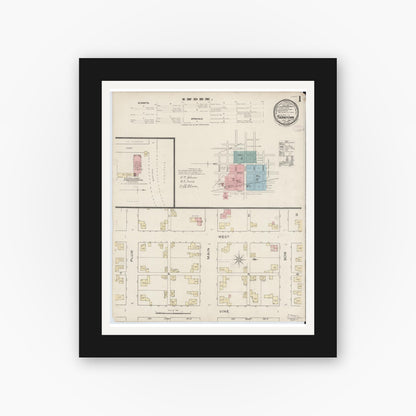 Old map wall art mockup — black gallery frame with white mat — Sanborn Fire Insurance Map from Thorntown, Boone County, Indiana (1886) - Complete Map Set