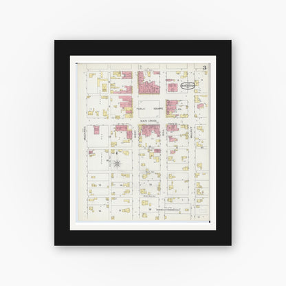Old map wall art mockup — black gallery frame with white mat — Sanborn Fire Insurance Map from Winchester, Scott County, Illinois (1894), Sheet #0003