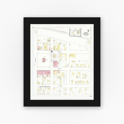 Old map wall art mockup — black gallery frame with white mat — Sanborn Fire Insurance Map from Afton, Union County, Iowa (1913), Sheet #0003