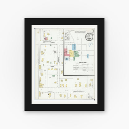 Old map wall art mockup — black gallery frame with white mat — Sanborn Fire Insurance Map from Chardon, Geauga County, Ohio (1899) - Complete Map Set