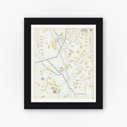 Old map wall art mockup — black gallery frame with white mat — Sanborn Fire Insurance Map from Hamilton, Madison County, New York (1896), Sheet #0005