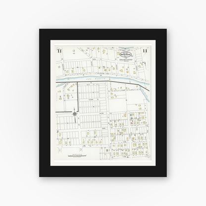 Old map wall art mockup — black gallery frame with white mat — Sanborn Fire Insurance Map from Winter Haven, Polk County, Florida (1924), Sheet #0011