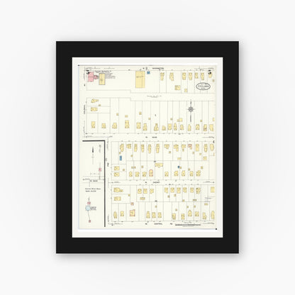 Old map wall art mockup — black gallery frame with white mat — Sanborn Fire Insurance Map from Zeeland, Ottawa County, Michigan (1923), Sheet #0005